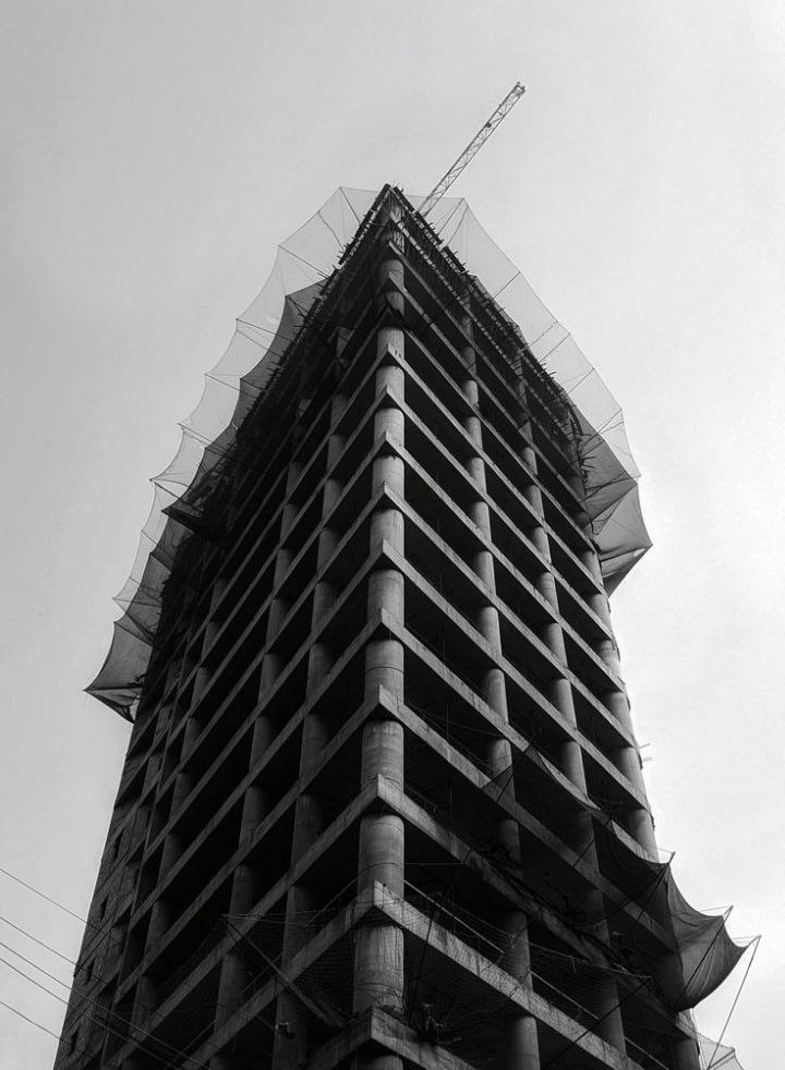 Construction project with tower cranes
